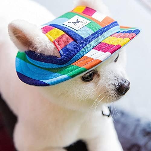 XİAOYAOJİNG Köpek Kedi Şapka Sunhat ile Şerit Örgü Kumaş Güneş Kap için Küçük Orta Pet Ürünleri (Çiçek M)