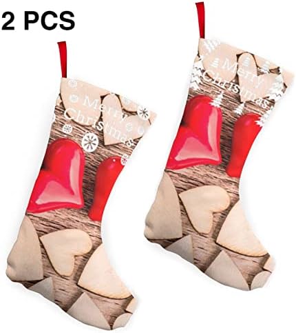 GLRTORE Kırmızı Romantik Kalpler Noel Çorap 2 Paket 10 İnç, noel Çorap Noel Ağacı Şömine Asılı Çorap Noel Şeker Mevcut Çanta