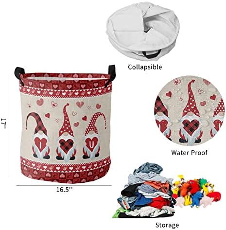Çamaşır Sepeti Katlanabilir sevgililer Günü Gnomes Buffalo Ekose Aşk Kalp Su Geçirmez kıyafet sepeti Bağlantısız çamaşır sepeti