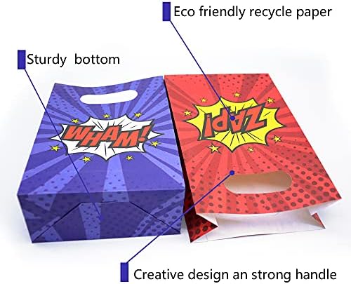 24 Paket Süper kahraman parti malzemeleri Tedavi çanta çocuklar Doğum günü partisi geri dönüşümlü Çerez şeker kağıt iyilik