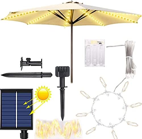 Güneş veranda şemsiye ışıkları, güneş ve 3AA akülü açık şemsiye ışıkları, şemsiye ışıkları güneş enerjili su geçirmez plaj