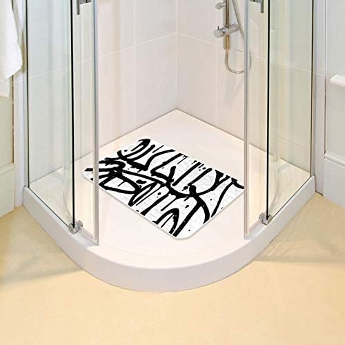 Banyo Küvet Çocuk Mat 14. 7x26. 9 inç Graffiti Mektup Siyah Beyaz Çekiş 112 Vantuz için Bebek Yürüyor