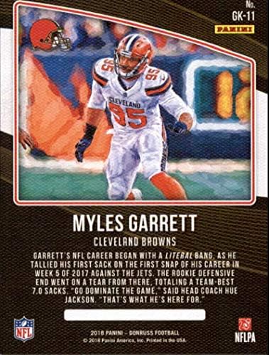 2018 Donruss Gridiron Kings Futbol Kartı 11 Myles Garrett NM-MT Cleveland Browns Resmi NFL Ticaret Kartı