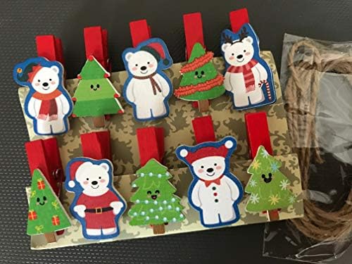 Noel Ayı Ahşap Fotoğraf Kağıdı Peg Pin Clothespin Craft Klipler, Noel Partisi Dekorasyon, Süsler, Hediyeler, 30 adet