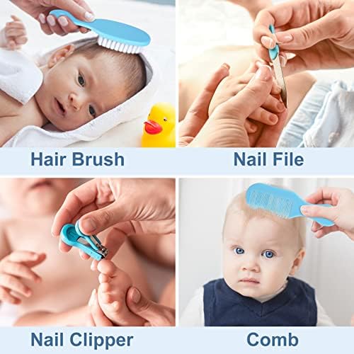 VolksRose Bebek Bakım Seti, 7 in 1 Bebek Güvenlik Bakım Seti, Bebek Fırça Tarak Tırnak Makası Parmak Diş Fırçası tırnak törpüsü