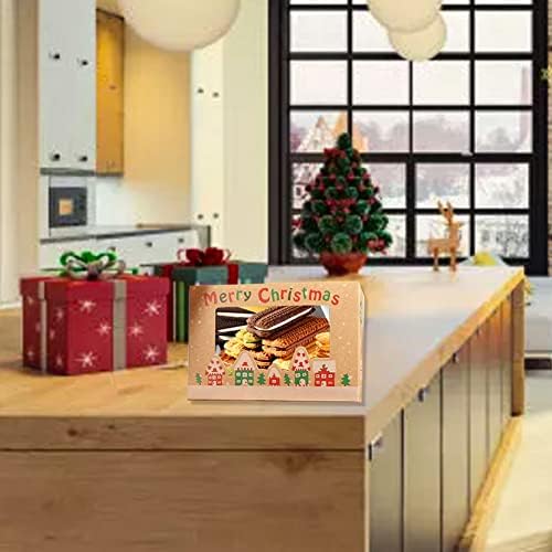 Hıeefı Noel kurabiye kutusu Noel Tedavi Şeker Hediye Kutusu ile Temizle Pencere için Cupcakes Mutfak Pişirme Araçları 12 pcs