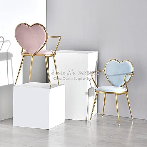 CESULİS Dışkı Yaratıcı İskandinav yemek sandalyesi Demir Altın Bacak Yumuşak Pazen ve PU Kalp Şeklinde Sandalyeler Tırnak Kahve