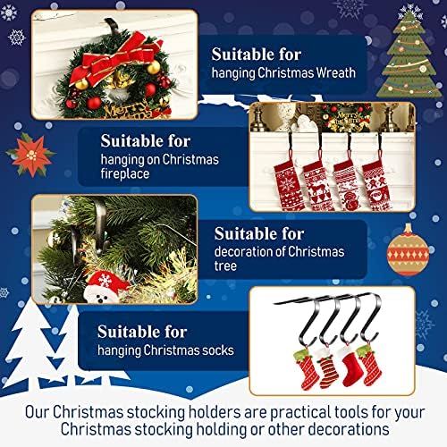 4 Parça Noel Stocking Tutucular Noel Stocking Askıları için Mantel şömine stocking tutucular için Noel Ev Dekorasyon (Siyah)