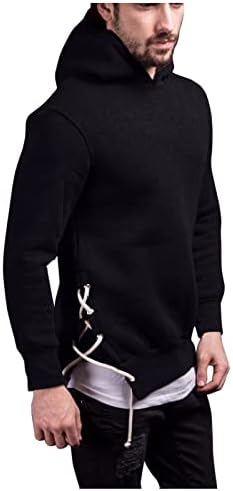 XXBR Hoodies Mens için, Kış Yan İpli Bandaj Hem Kazak Egzersiz Slim Fit Moda Kapüşonlu Tişörtü
