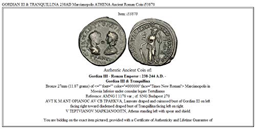 238 IT GORDİAN III & TRANQUİLLİNA 238AD Marcianopolis, coin Good'da