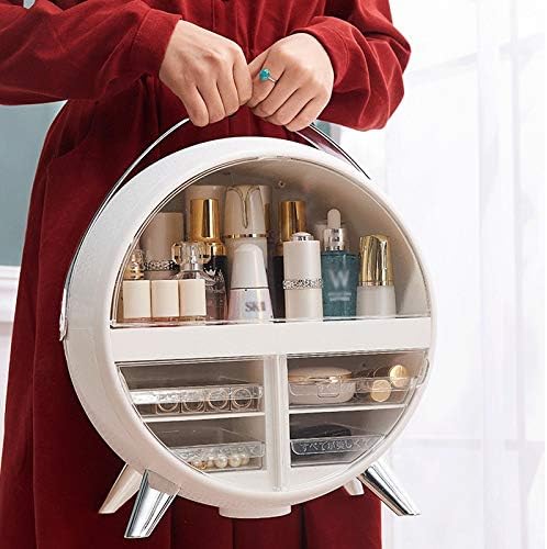 WYFDC İskandinav Kozmetik saklama kutusu Ev Masaüstü Çekmece LED Ayna Makyaj Organizatör Ruj Fırçası Tutucu Rotasyon Takı Depolama