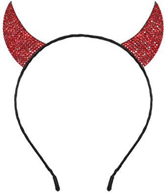 ZİTULRY Cadılar Bayramı Bantlar Kadınlar için Rhinestone Şeytan Boynuzları Kafa Bandı Kristal Kedi Kulaklar Kafa Bandı Hairwear