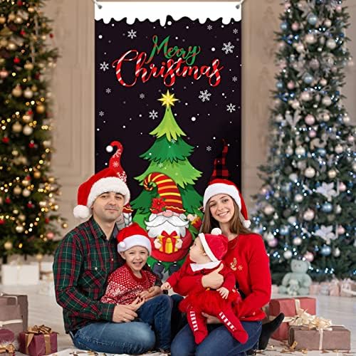 Noel Gnome Kapı Kapak Asılı Noel Kapı Süslemeleri için Ön Kapı Gnome Fotoğraf Sahne Noel Süslemeleri Tatil Arka Plan Afiş Noel