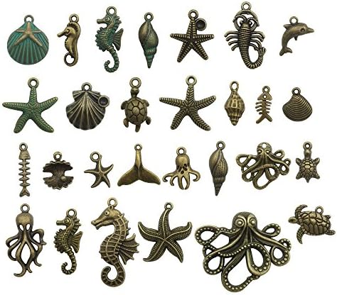 Bronz Deniz Koleksiyonu - 100g Zanaat Malzemeleri Okyanus Balık Deniz Yaratıkları Charms Kolye Işçiliği için, takı Bulguları