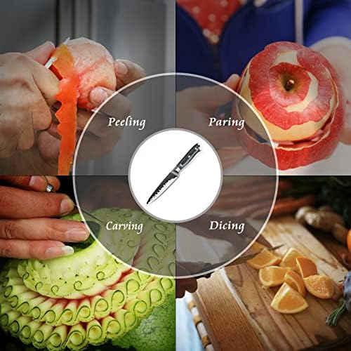 ZENG 3.5 inç Soyma Bıçağı, Sebze ve Meyveler için Alman Paslanmaz Çelik Keskin Küçük Mutfak Bıçağı Ergonomik Pakkawood Ev ve