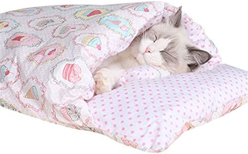 Abimy Pet Kedi Uyku Tulumu ile Yastık, kendinden ısınma Kedi Yatak Mağara, çıkarılabilir Kedi Yatak Kış Sıcak Kedi Evi Küçük