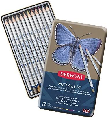 Derwent Metalik Suda Çözünür Kalemler, 3,4 mm Çekirdek, Metal Teneke, Çizim, Sanat, 12'li Paket (0700456)