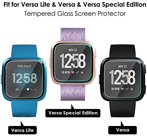 EZCO 4-Pack Ekran Koruyucu Fitbit Versa Versa Lite ile Uyumlu (Versa 2 için değil), Versa akıllı saat için Su geçirmez Temperli