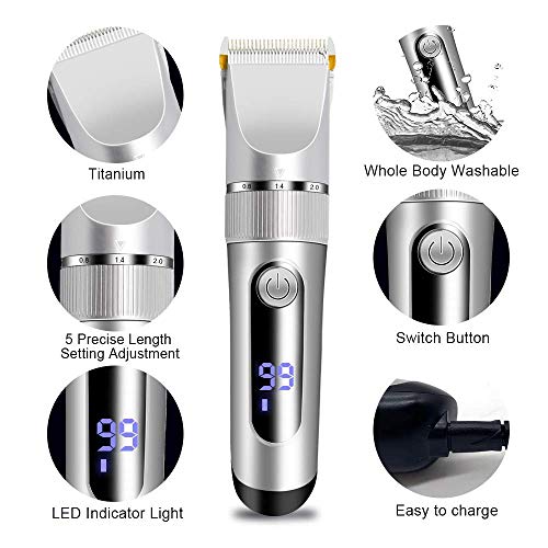 Elektrikli Saç Kesme Erkekler için-Profesyonel Saç Düzelticiler Set Şarj Edilebilir Akülü LED Ekran ile Oldukça IPX7 Su Geçirmez