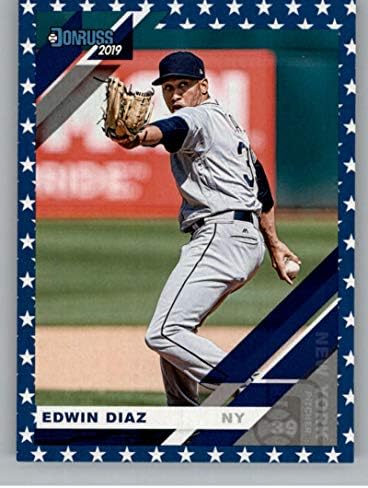 2019 Donruss Bağımsızlık Günü Beyzbol 85 Edwin Diaz New York Mets Resmi MLBPA Ticaret Kartı Panini