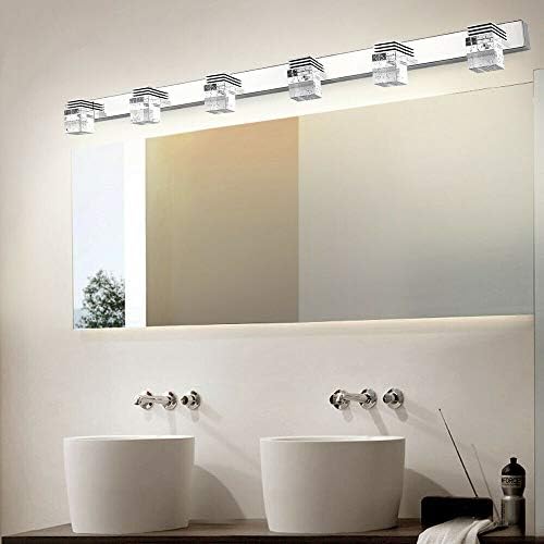 BJTDLLX 6 ışıkları kristal vanity ışık, modern banyo Vanity ışıkları kristal cam paslanmaz çelik LED Vanity duvar ışık için