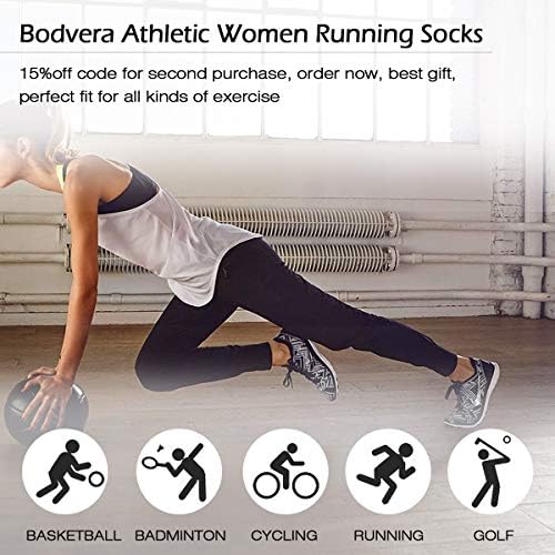 Bodvera kadın Performans Ayak Bileği Atletik Koşu Çorap Yastıklı Nefes Düşük Kesim Spor Tab Çorap (6 Pairs)
