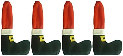 4 Adet Set Elf Santa Sandalye Masa Bacak Kapakları Noel Masa Dekorasyon Yenilik Dayanıklı ve Kullanışlı Kullanışlı ve Pratik