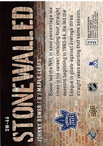2018-19 Üst Güverte Stonewalled Hokey Kartı SW-46 Johnny Bower Toronto Maple Leafs Resmi UD Ticaret Kartı