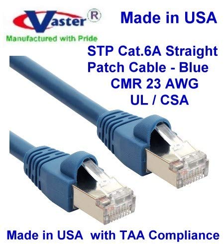 ABD'de Üretilen Süper Kablo-40 Ft-STP Cat6a Ethernet Yama Kablosu-23 AWG-UL CMR-Mavi