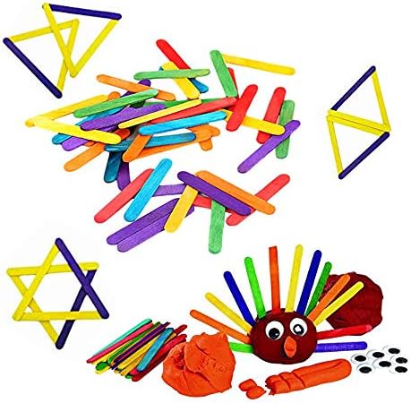 600 Adet Renkli El Sanatları Çubukları, DIY El Sanatları Yaratıcı Tasarımlar veya Çocuk Eğitimi için Renkli Ahşap El Sanatları