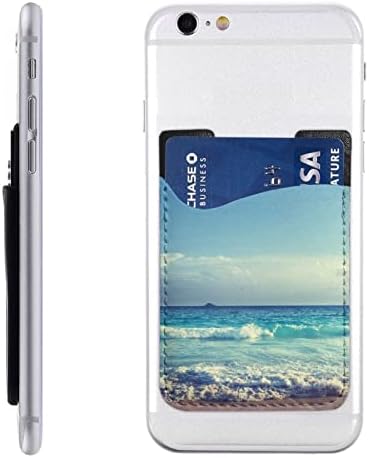 Plaj Günbatımı Zaman telefon kartı tutucu Cep Telefonu Sopa Kart Cüzdan Kol Cep Telefonu Geri Sopa Cüzdan