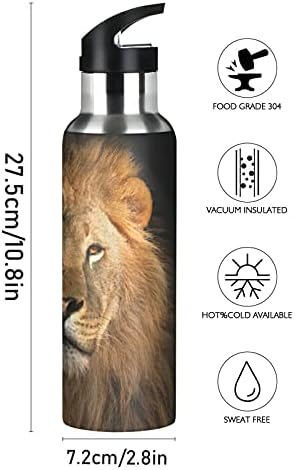 xigua Aslan Kral Paslanmaz Çelik Su şişesi ile Saman, BPA Ücretsiz Kullanımlık Sızdırmaz su sürahisi için Spor Kamp Açık Spor