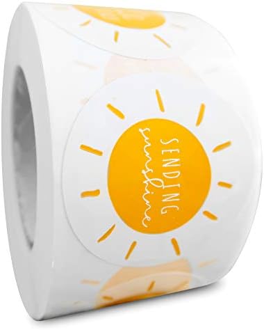 Mutlu Posta Çıkartmaları / Güneş Işığı Sarı Boho Çıkartmaları Gönderme / Küçük İşletmeler için Sevimli Ambalaj | 500 Yuvarlak