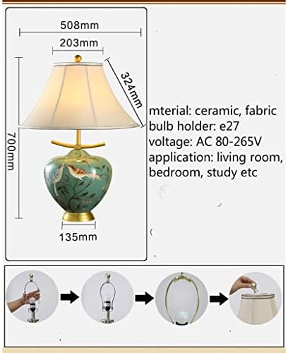 DİAOD El Boyalı Yaratıcı Çin Seramik Kumaş E27 Kısılabilir Masa Lambası Düğün Dekor Oturma Odası Yatak Odası için (Renk: Sarı,