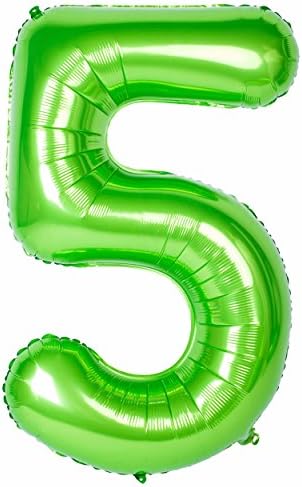 Balon 40 İnç Yeşil Sayılar Doğum Günü Partisi Mylar Süslemeleri Numarası 5