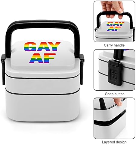 LGBT Gay Pride AF Baskı All İn One Çift Katmanlı Bento Kutusu Yetişkinler için / Çocuk Öğle Yemeği Kutusu Kiti Yemek Hazırlık