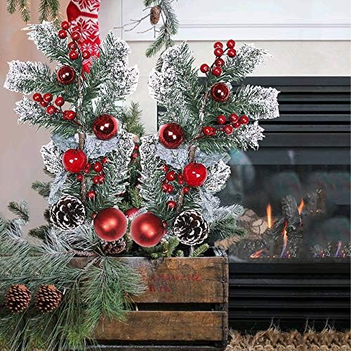 GTIDEA 19.6 İnç Noel Alır Kırmızı Berry Çam Kozalakları ile Kaynaklanıyor ve Noel Topu Noel Çiçek Düzenleme için Noel Ağacı
