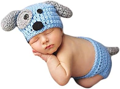 Bebek Fotoğraf Sahne Erkek Kız Fotoğraf Çekimi Kıyafetler Yenidoğan Tığ Kostüm Bebek Örme Giyim Köpek Şapka Şort