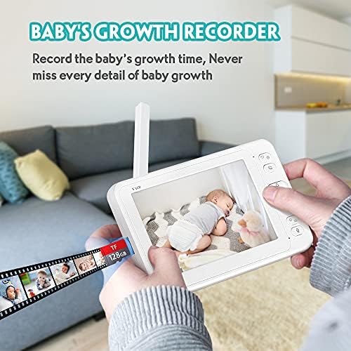 Bebek Monitörü, 1080P HD Çözünürlüklü Video Kameralı ve Sesli Bebek Monitörü, 5 Ekran, Gece Görüşü, İki Yönlü Ses, Sıcaklık