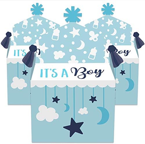 Mutluluk Büyük Nokta Bu bir Çocuk-Tedavi Kutusu Parti İyilik-Mavi Bebek Duş Goodie Beşik Kutuları-12 Set