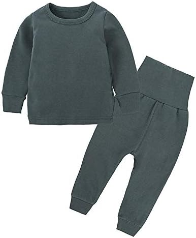 DCUTERQ Toddler Erkek Bebek Kız Pijama Set Uzun Kollu Üst ve Uzun Pantolon Düz Renk termal iç çamaşır Seti