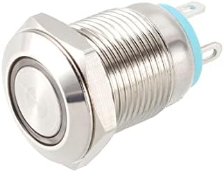 uxcell Anlık Metal Push Button Anahtarı 12mm Montaj Dia 1NO 3-6 V Mavi led ışık