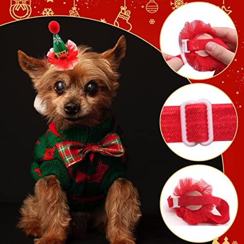 Petunny Noel Köpek Şapka, 2 Pcs Ayarlanabilir Noel Pet Şapka Sevimli Kafa Aksesuarları için Küçük ve Orta Köpekler Kediler