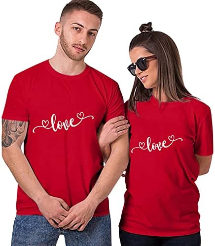 Pandaie Kawaii Aşk Mektubu Eşleştirme Gömlek Çiftler İçin Moda Kısa Kollu Üstleri Rahat Tee Gömlek Dip Bluzlar