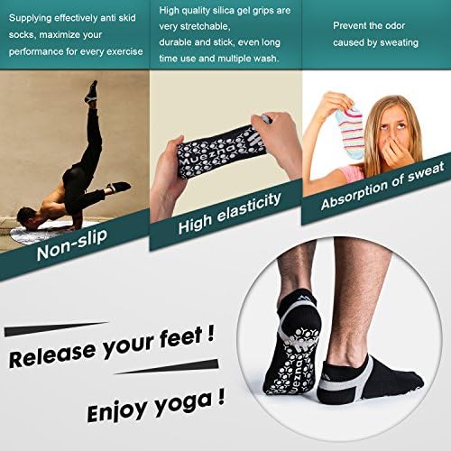 Muezna erkek Kaymaz Yoga Çorap, Anti-Skid Pilates, Barre, Bikram Spor Hastane Terlik Çorap Sapları ile