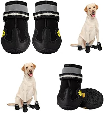 BAOWİ Köpek Çizmeleri, Yansıtıcı ve Sağlam Kaymaz Taban ile Su geçirmez Köpek Ayakkabıları, Yaz ve Kış için Açık Yürüyüş Koşu