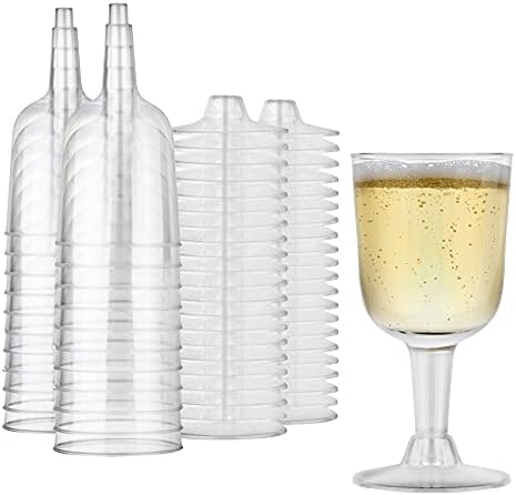 Evinizi Stoklayın 5 oz Şeffaf Plastik 2 Parçalı Şarap Kadehi ( 20 Paket) - BPA İçermez ve Geri Dönüştürülebilir-Kırılmaz Şarap