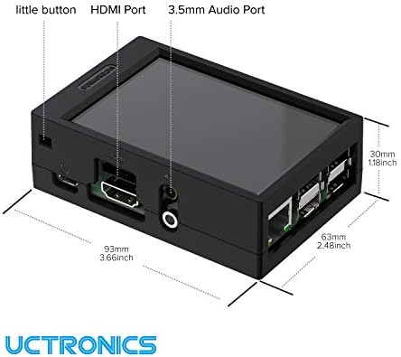 UCTRONİCS Mini LCD Ekran ile Kılıf için Ahududu Pi 4, 3 B / B+ , 3.5 inç Küçük HDMI Ekran Dokunmatik Ekran ile Stylus, tüm