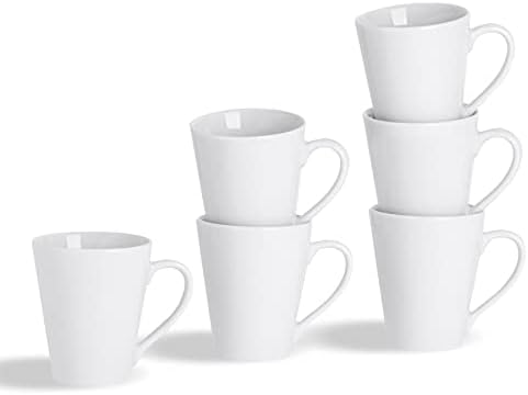 Argon Sofra 12 Parça Beyaz Latte Çay ve Kahve Kupa Seti-Klasik Porselen Sıcak İçecek Kupalar Bardaklar-285 ml