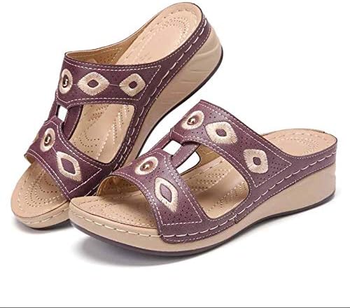 Yaz için kadın Kama Sandalet, Hafif Yumuşak Vamp Platformu Slip-on Terlik, Rahat Kesme Vintage Slaytlar